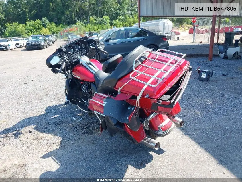 2013 Harley-Davidson Flhtk Electra Glide Ultra Ltd VIN: 1HD1KEM11DB647806 Lot: 42603513