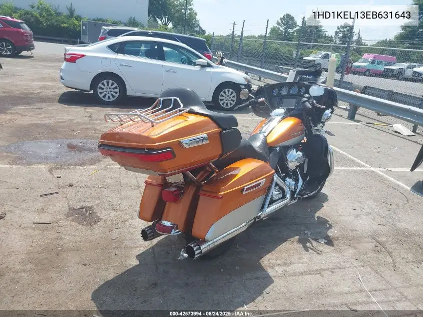2014 Harley-Davidson Flhtk Electra Glide Ultra Ltd VIN: 1HD1KEL13EB631643 Lot: 42573994