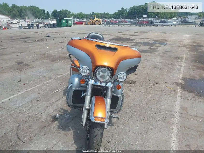 2014 Harley-Davidson Flhtk Electra Glide Ultra Ltd VIN: 1HD1KEL13EB631643 Lot: 42573994