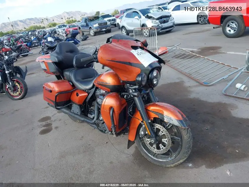 2020 Harley-Davidson Flhtk VIN: 1HD1KEF28LB663943 Lot: 42182229