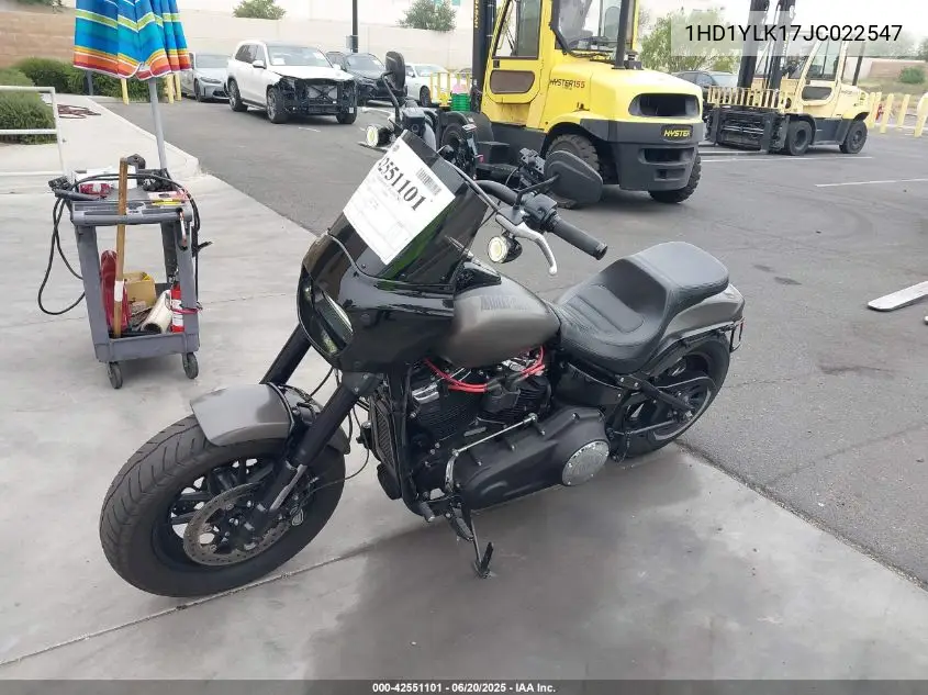 2018 Harley-Davidson Fxfbs Fat Bob 114 VIN: 1HD1YLK17JC022547 Lot: 42551101