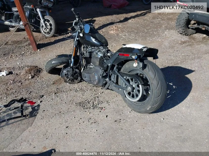 2019 Harley-Davidson Fxfbs VIN: 1HD1YLK17KC020492 Lot: 40824470