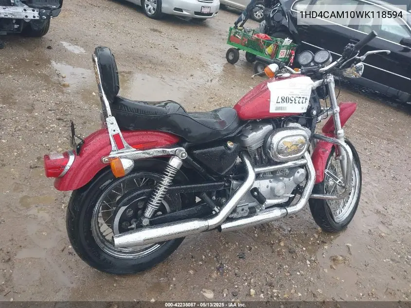1998 Harley-Davidson Xl883 VIN: 1HD4CAM10WK118594 Lot: 42235087