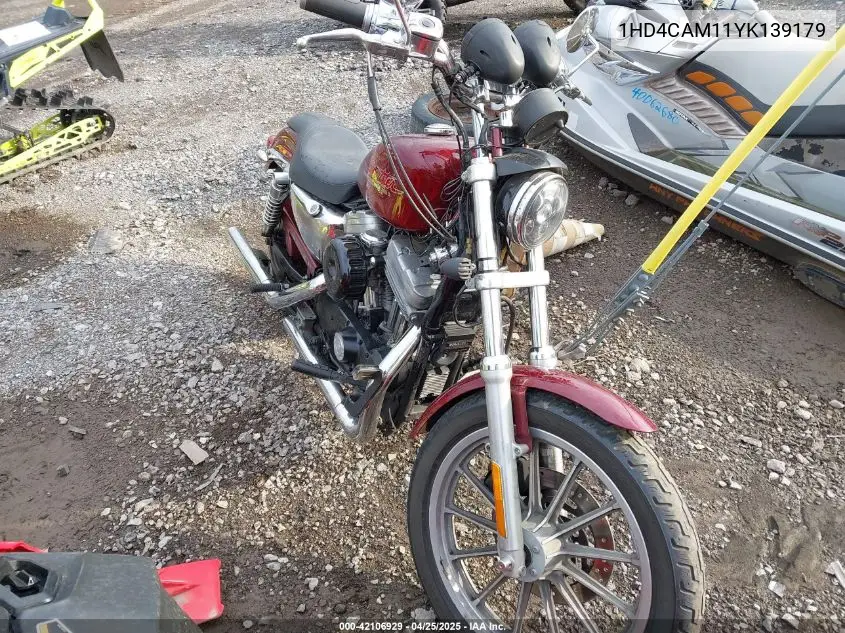 2000 Harley-Davidson Xl883 VIN: 1HD4CAM11YK139179 Lot: 42106929