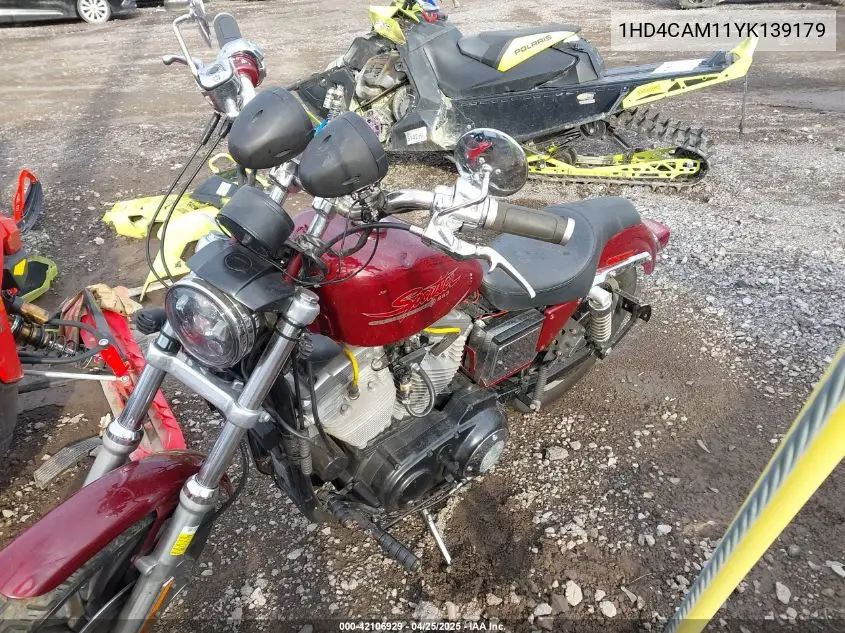 2000 Harley-Davidson Xl883 VIN: 1HD4CAM11YK139179 Lot: 42106929