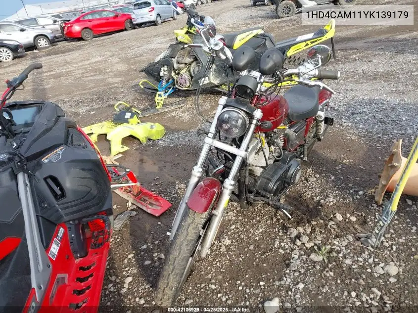2000 Harley-Davidson Xl883 VIN: 1HD4CAM11YK139179 Lot: 42106929