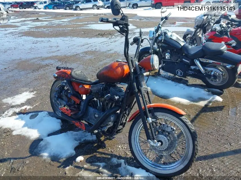 2001 Harley-Davidson Xl883 Hugger VIN: 1HD4CEM191K135149 Lot: 41938431