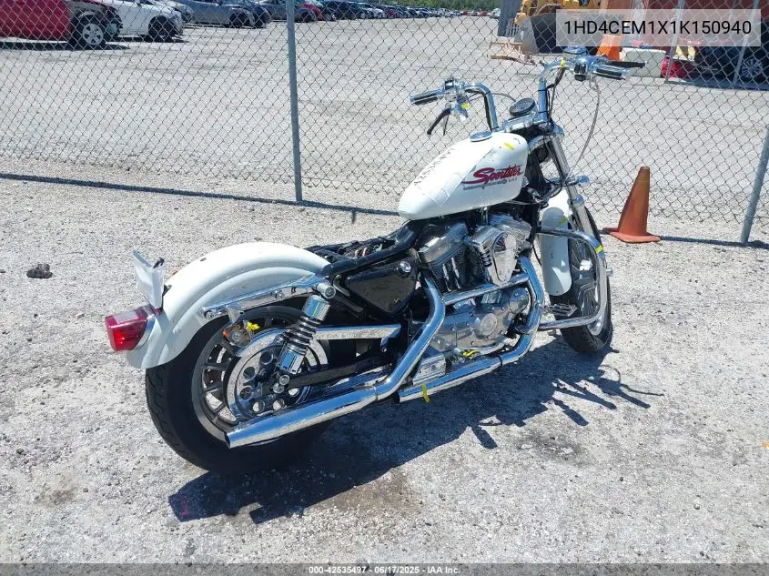 2001 Harley-Davidson Xl883 Hugger VIN: 1HD4CEM1X1K150940 Lot: 42535497