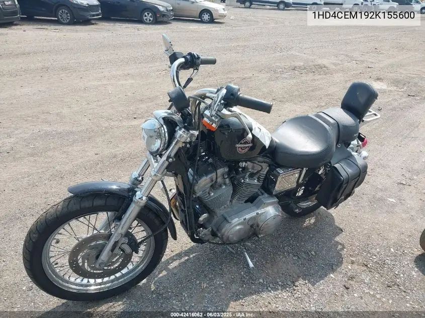 2002 Harley-Davidson Xl883 Hugger VIN: 1HD4CEM192K155600 Lot: 42416062