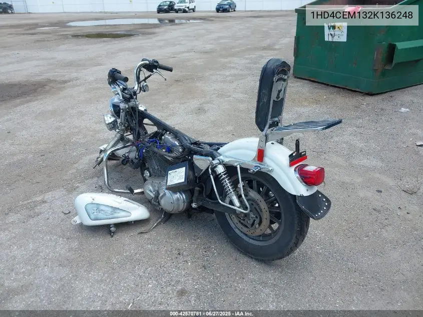 2002 Harley-Davidson Xl883 Hugger VIN: 1HD4CEM132K136248 Lot: 42570781