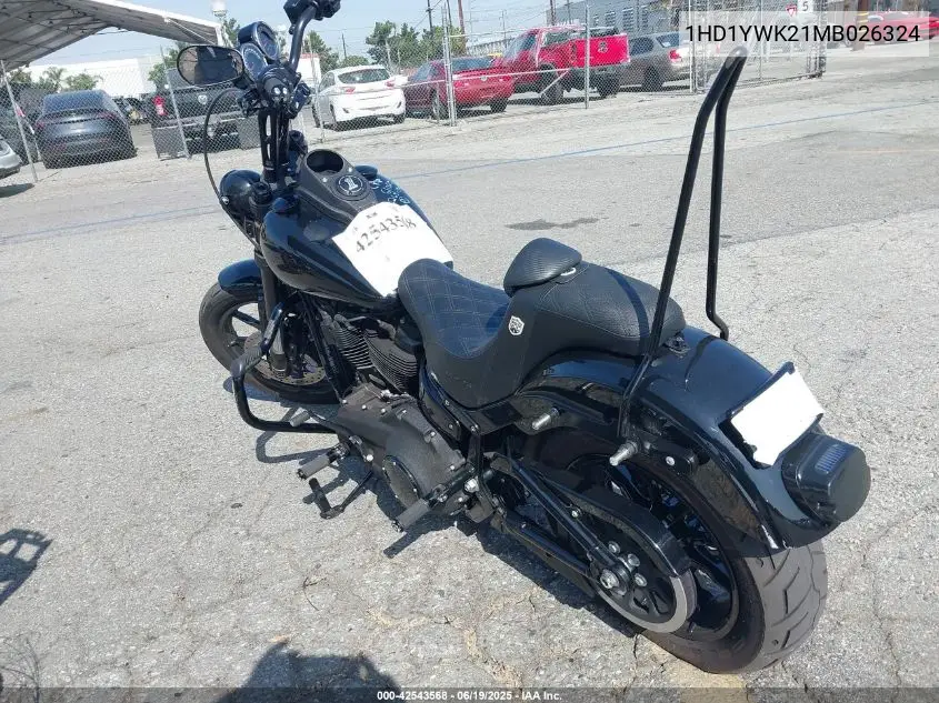 2021 Harley-Davidson Fxlrs VIN: 1HD1YWK21MB026324 Lot: 42543568