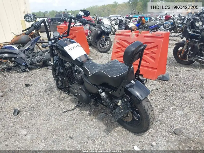 2019 Harley-Davidson Xl1200 X VIN: 1HD1LC319KC422205 Lot: 41951827