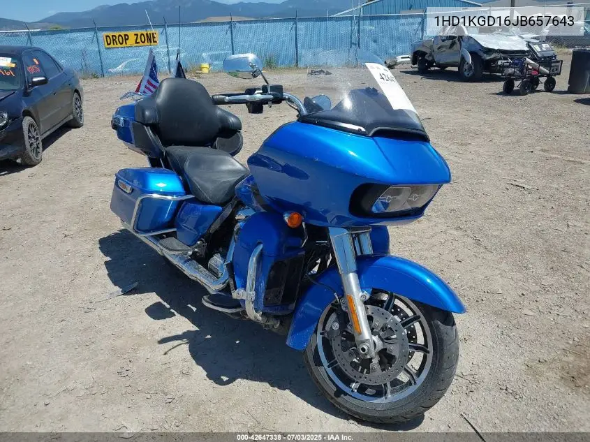2018 Harley-Davidson Fltru VIN: 1HD1KGD16JB657643 Lot: 42647338
