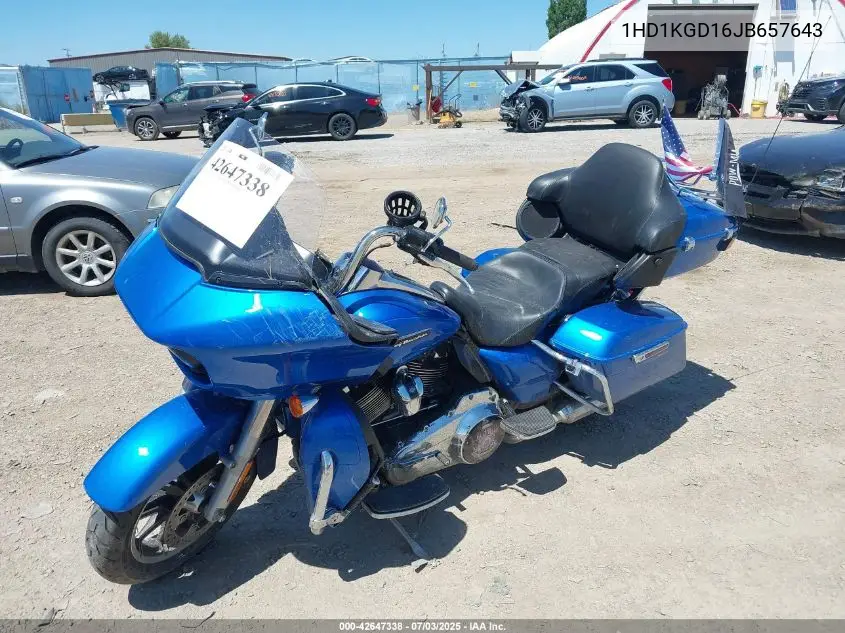 2018 Harley-Davidson Fltru VIN: 1HD1KGD16JB657643 Lot: 42647338