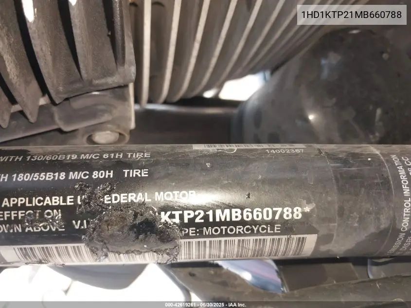 2021 Harley-Davidson Fltrxs VIN: 1HD1KTP21MB660788 Lot: 42619261