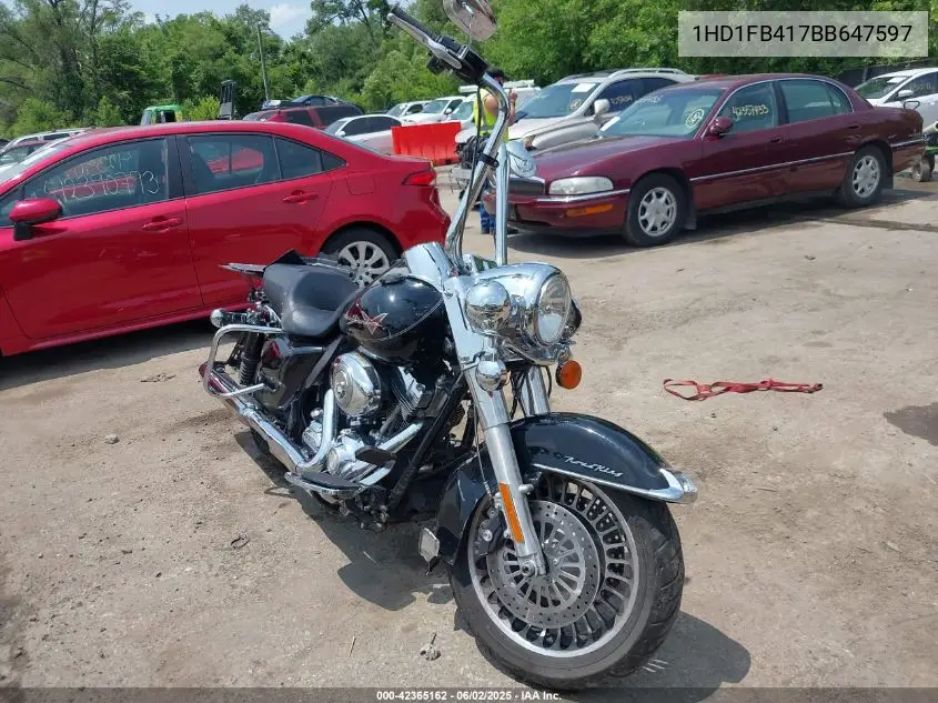 2011 Harley-Davidson Flhr VIN: 1HD1FB417BB647597 Lot: 42365162