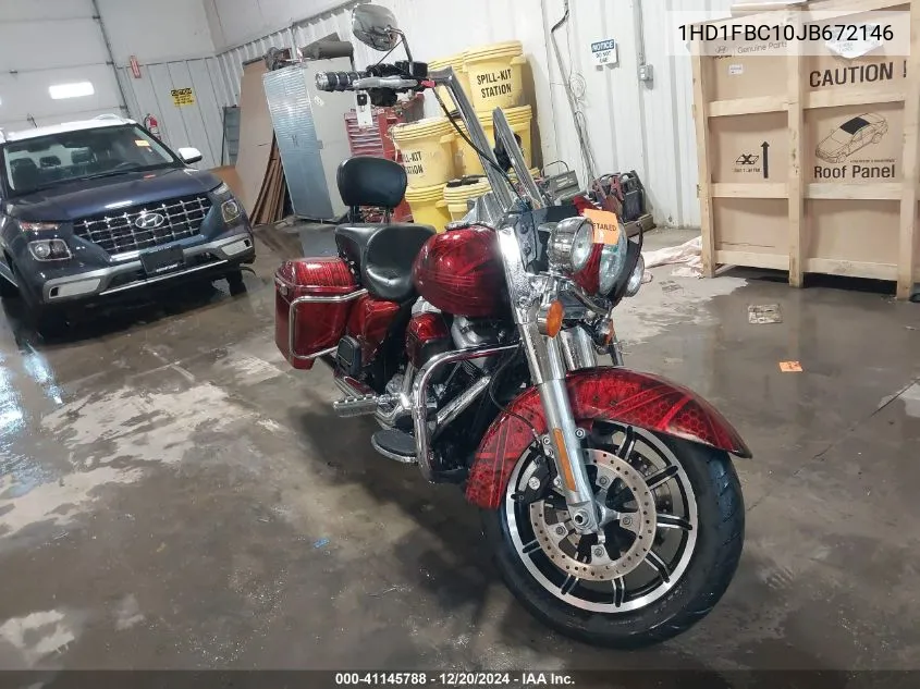 2018 Harley-Davidson Flhr Road King VIN: 1HD1FBC10JB672146 Lot: 41145788