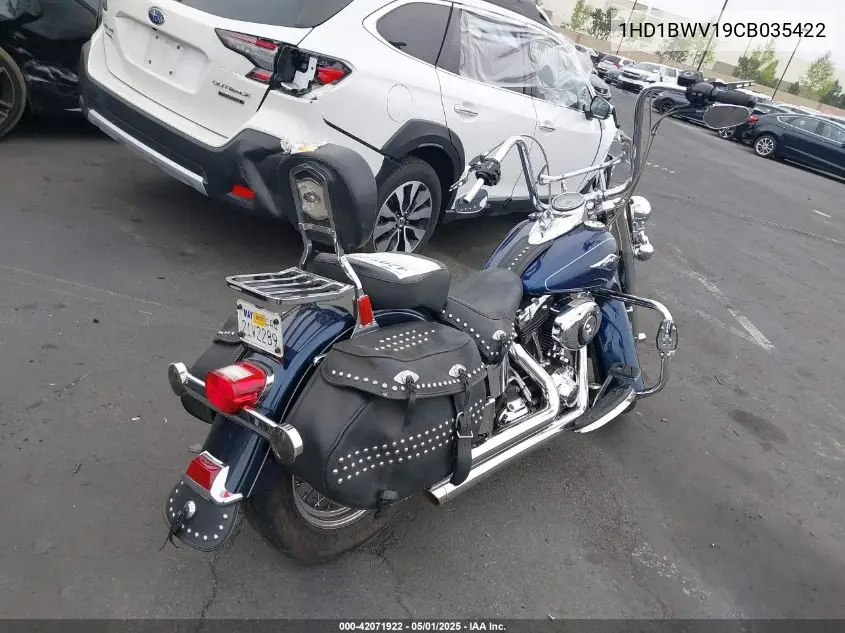 2012 Harley-Davidson Flstc Heritage Softail Classic VIN: 1HD1BWV19CB035422 Lot: 42071922