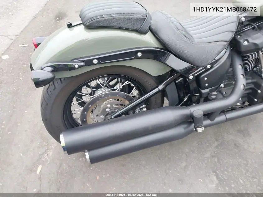 2021 Harley-Davidson Fxbbs VIN: 1HD1YYK21MB068472 Lot: 42181924