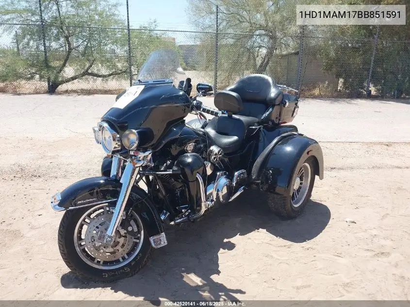 2011 Harley-Davidson Flhtcutg VIN: 1HD1MAM17BB851591 Lot: 42520141
