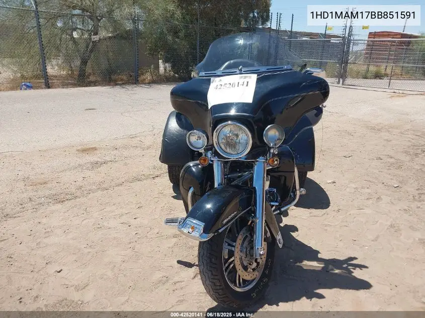 2011 Harley-Davidson Flhtcutg VIN: 1HD1MAM17BB851591 Lot: 42520141
