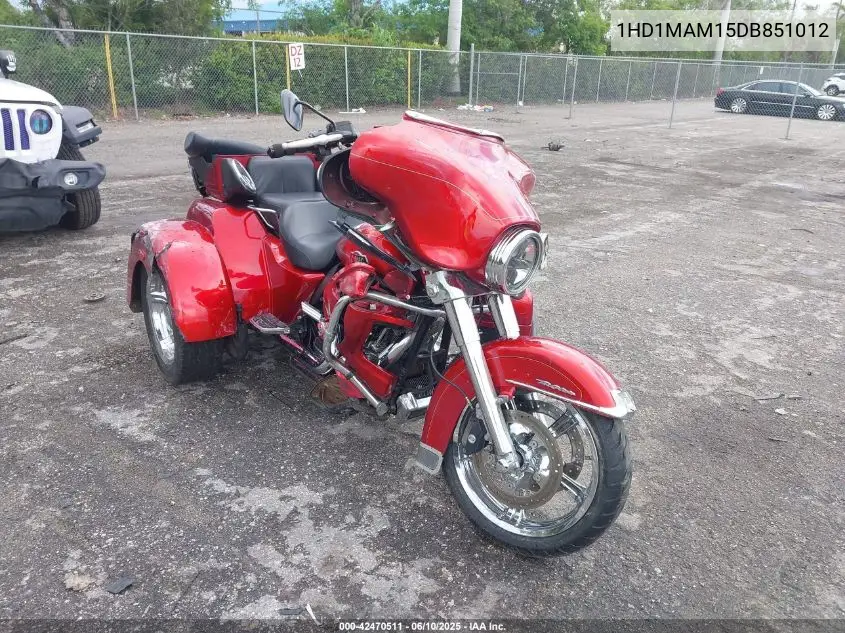 2013 Harley-Davidson Flhtcutg Tri Glide Ultra Classic VIN: 1HD1MAM15DB851012 Lot: 42470511
