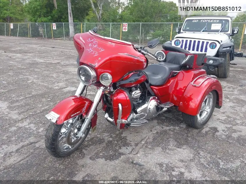 2013 Harley-Davidson Flhtcutg Tri Glide Ultra Classic VIN: 1HD1MAM15DB851012 Lot: 42470511
