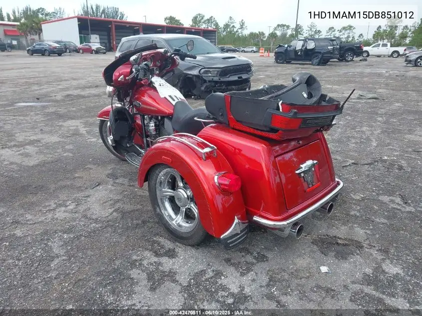 2013 Harley-Davidson Flhtcutg Tri Glide Ultra Classic VIN: 1HD1MAM15DB851012 Lot: 42470511