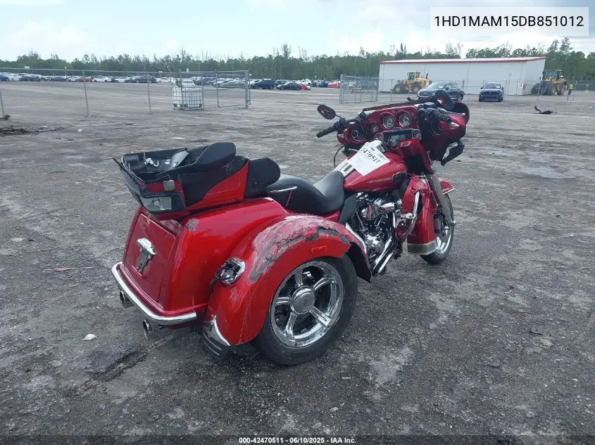 2013 Harley-Davidson Flhtcutg Tri Glide Ultra Classic VIN: 1HD1MAM15DB851012 Lot: 42470511