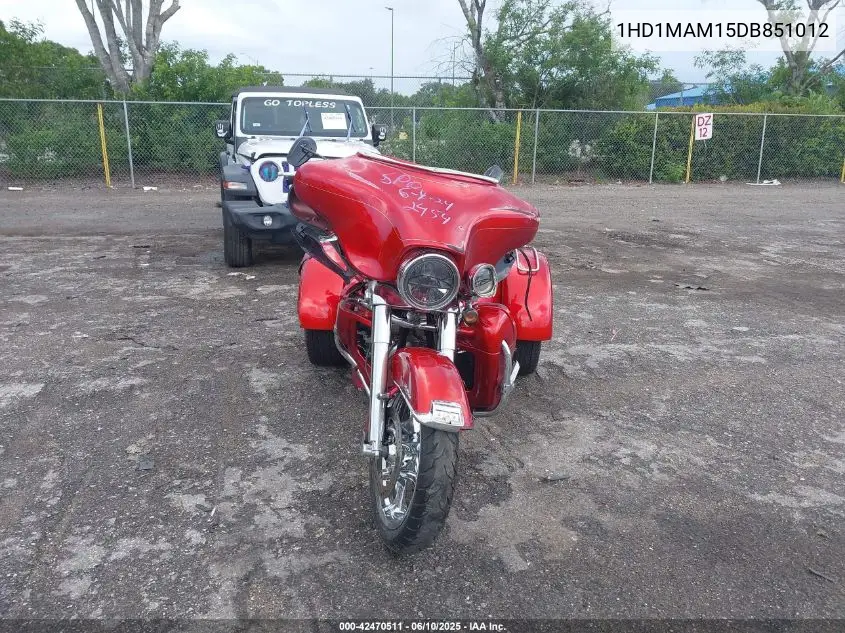 2013 Harley-Davidson Flhtcutg Tri Glide Ultra Classic VIN: 1HD1MAM15DB851012 Lot: 42470511