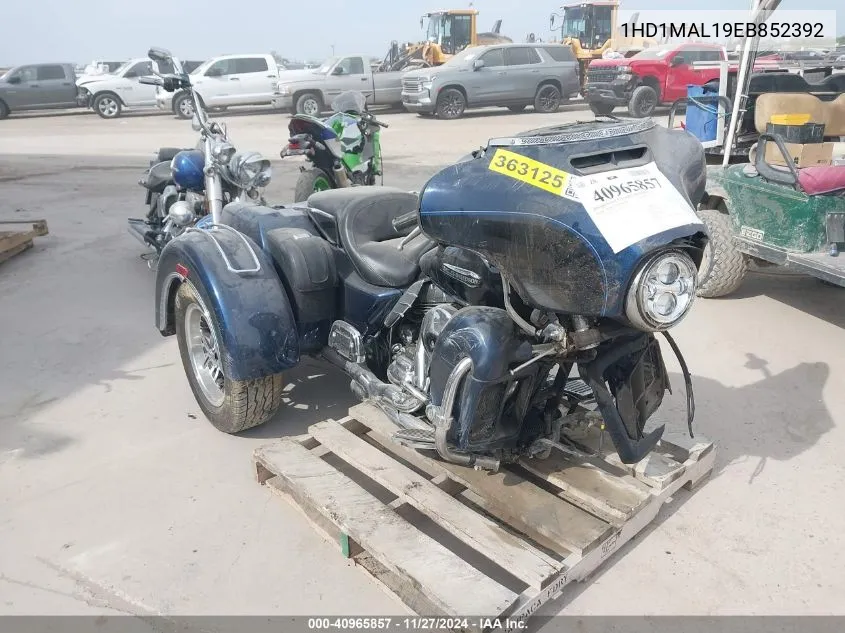2014 Harley-Davidson Flhtcutg Tri Glide Ultra VIN: 1HD1MAL19EB852392 Lot: 40965857