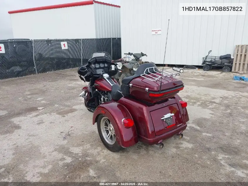 2016 Harley-Davidson Flhtcutg Tri Glide Ultra VIN: 1HD1MAL17GB857822 Lot: 42119967