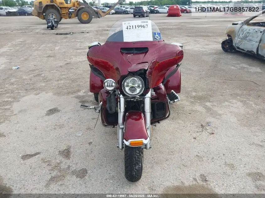 2016 Harley-Davidson Flhtcutg Tri Glide Ultra VIN: 1HD1MAL17GB857822 Lot: 42119967
