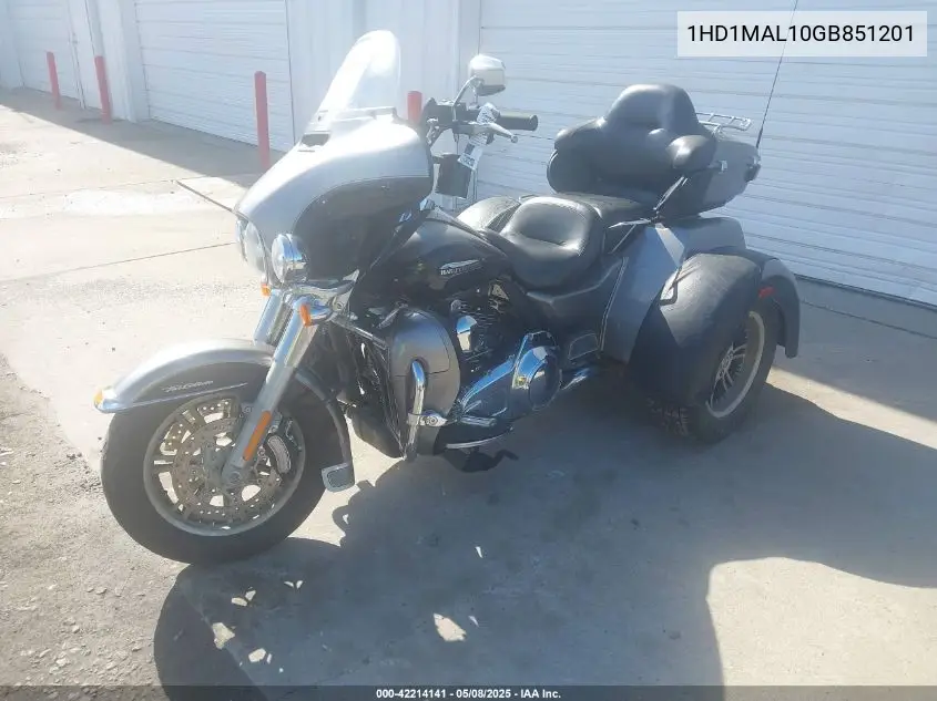 2016 Harley-Davidson Flhtcutg Tri Glide Ultra VIN: 1HD1MAL10GB851201 Lot: 42214141