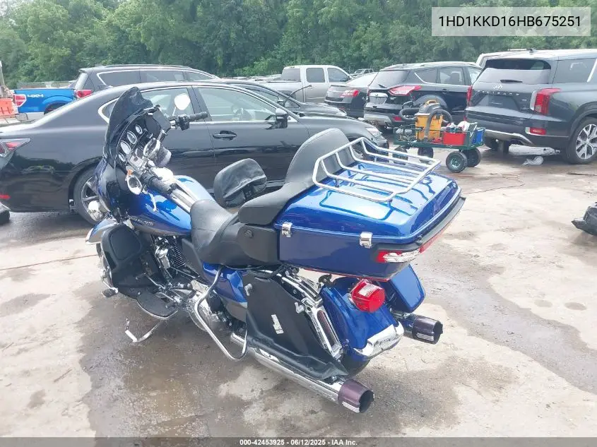 2017 Harley-Davidson Flhtkl Ultra Limited Low VIN: 1HD1KKD16HB675251 Lot: 42453925