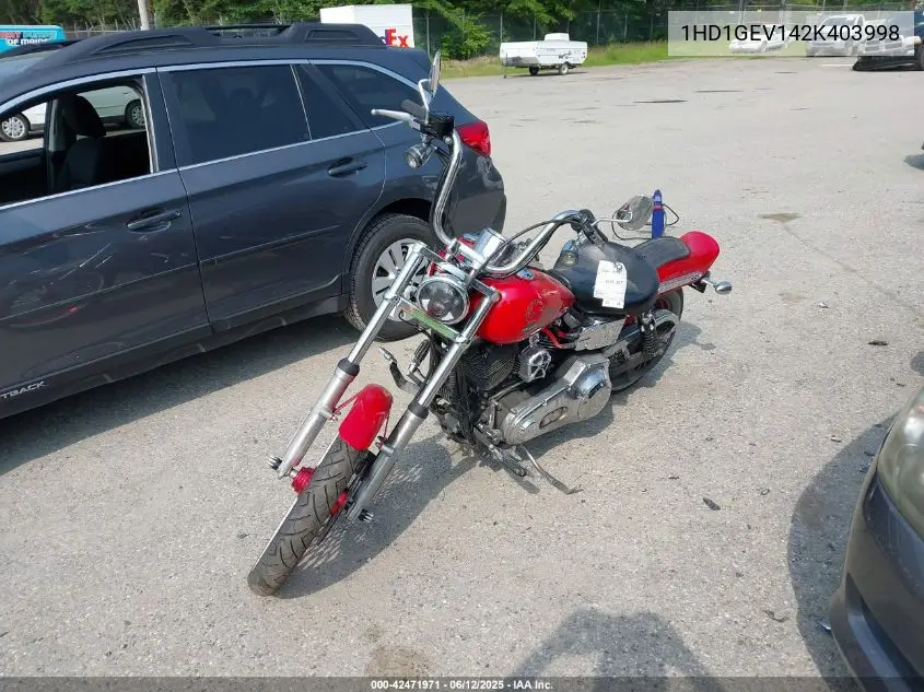 2002 Harley-Davidson Fxdwg VIN: 1HD1GEV142K403998 Lot: 42471971