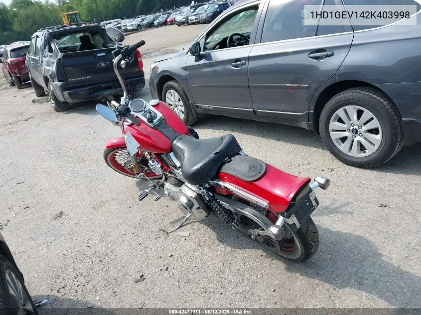 2002 Harley-Davidson Fxdwg VIN: 1HD1GEV142K403998 Lot: 42471971