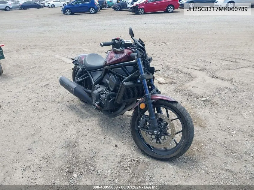 2021 Honda Cmx1100 D VIN: JH2SC8317MK000789 Lot: 40055659