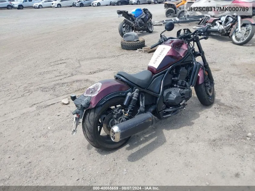 2021 Honda Cmx1100 D VIN: JH2SC8317MK000789 Lot: 40055659
