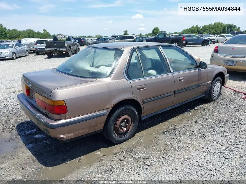 1991 Honda Accord Lx/Ex VIN: 1HGCB7655MA034844 Lot: 42553409