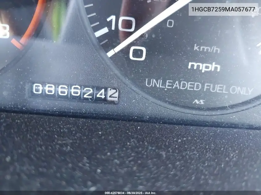 1991 Honda Accord Lx VIN: 1HGCB7259MA057677 Lot: 42576034