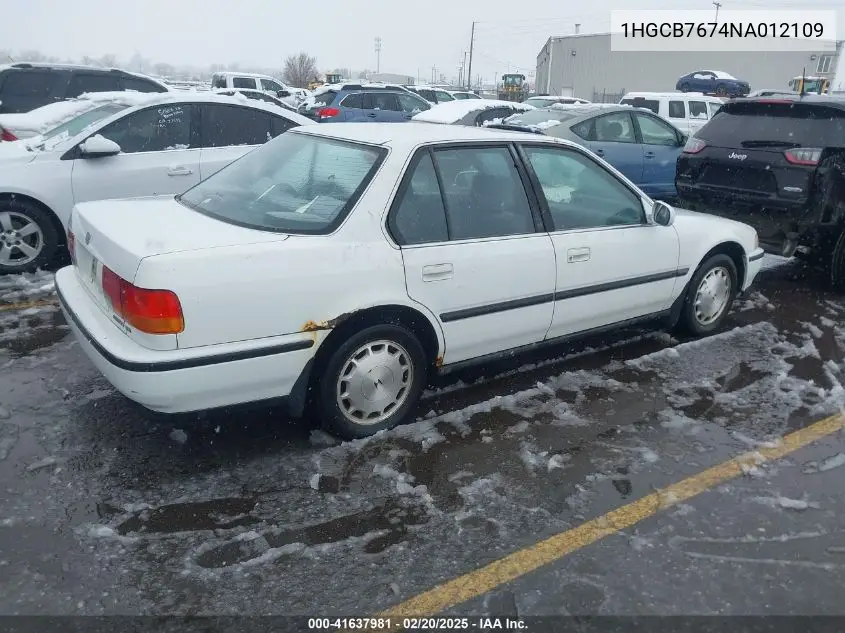 1992 Honda Accord Ex VIN: 1HGCB7674NA012109 Lot: 41637981