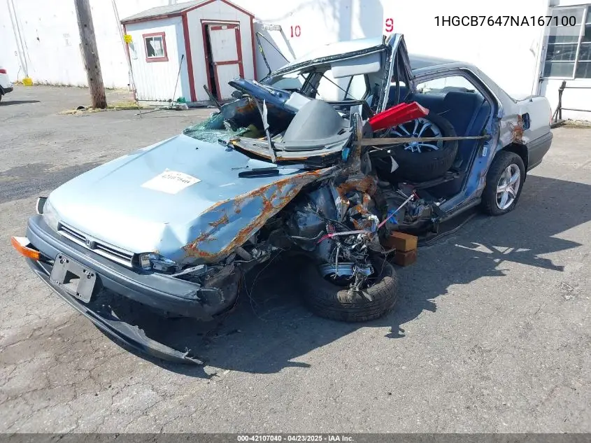 1992 Honda Accord Dx VIN: 1HGCB7647NA167100 Lot: 42107040