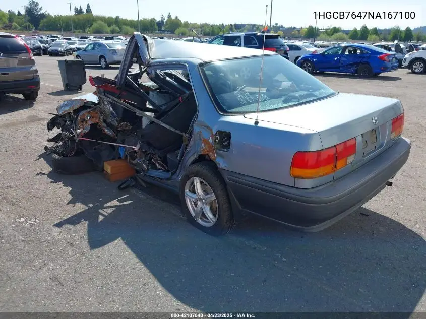1992 Honda Accord Dx VIN: 1HGCB7647NA167100 Lot: 42107040