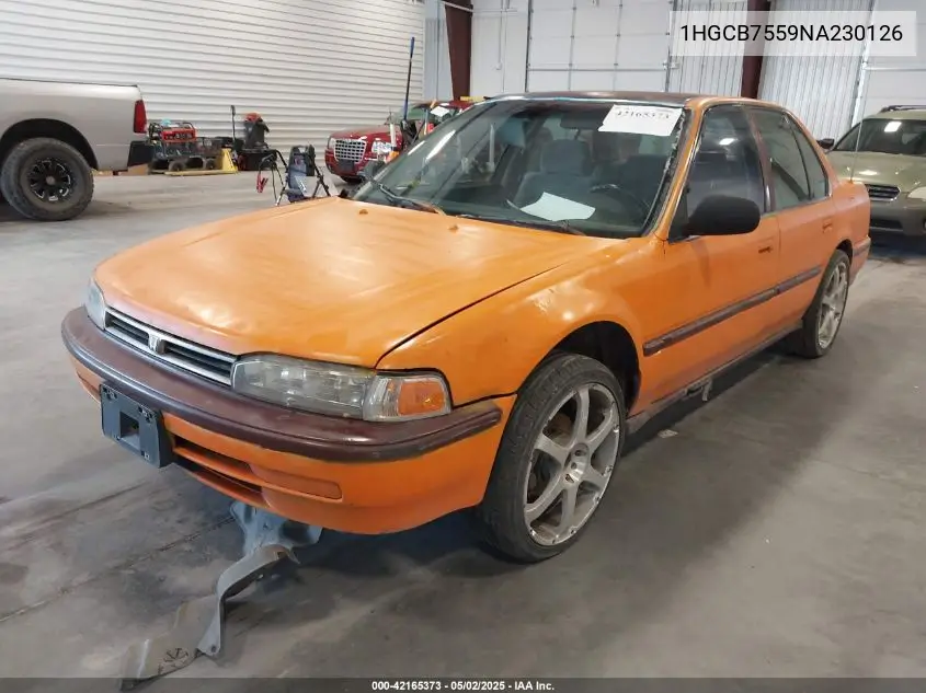 1992 Honda Accord Lx VIN: 1HGCB7559NA230126 Lot: 42165373