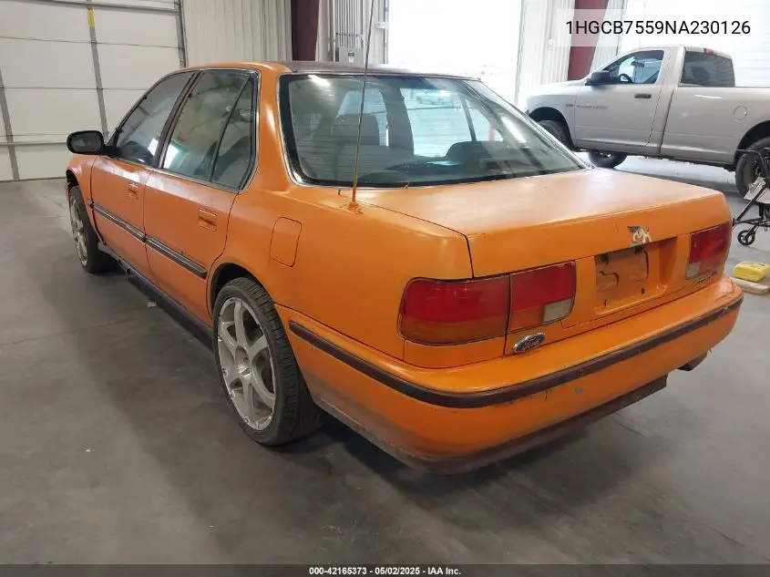 1992 Honda Accord Lx VIN: 1HGCB7559NA230126 Lot: 42165373