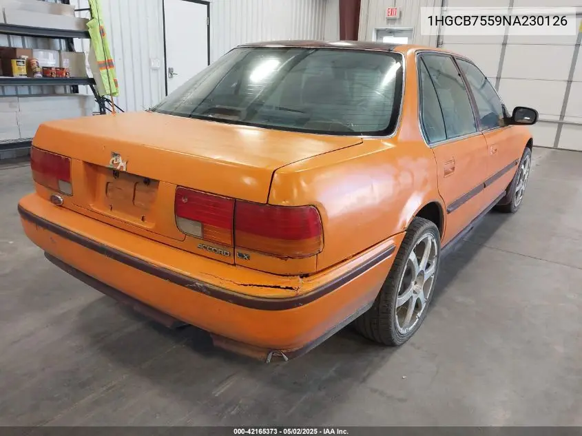1992 Honda Accord Lx VIN: 1HGCB7559NA230126 Lot: 42165373