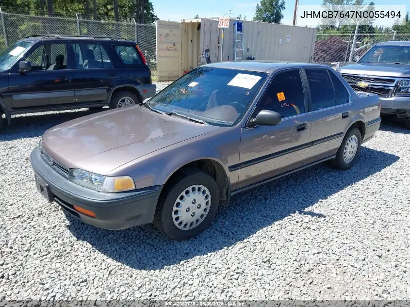 1992 Honda Accord Dx/Lx VIN: JHMCB7647NC055494 Lot: 42382739