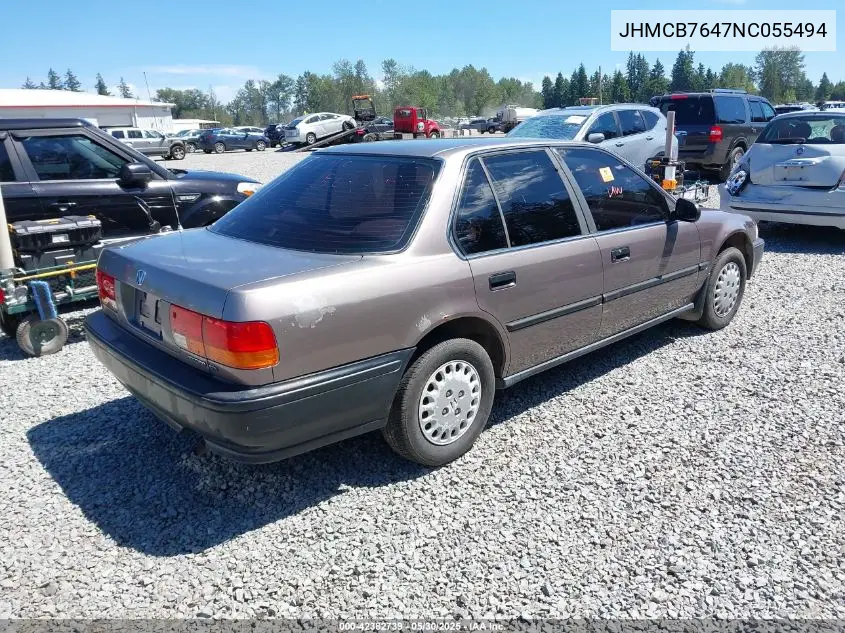 1992 Honda Accord Dx/Lx VIN: JHMCB7647NC055494 Lot: 42382739