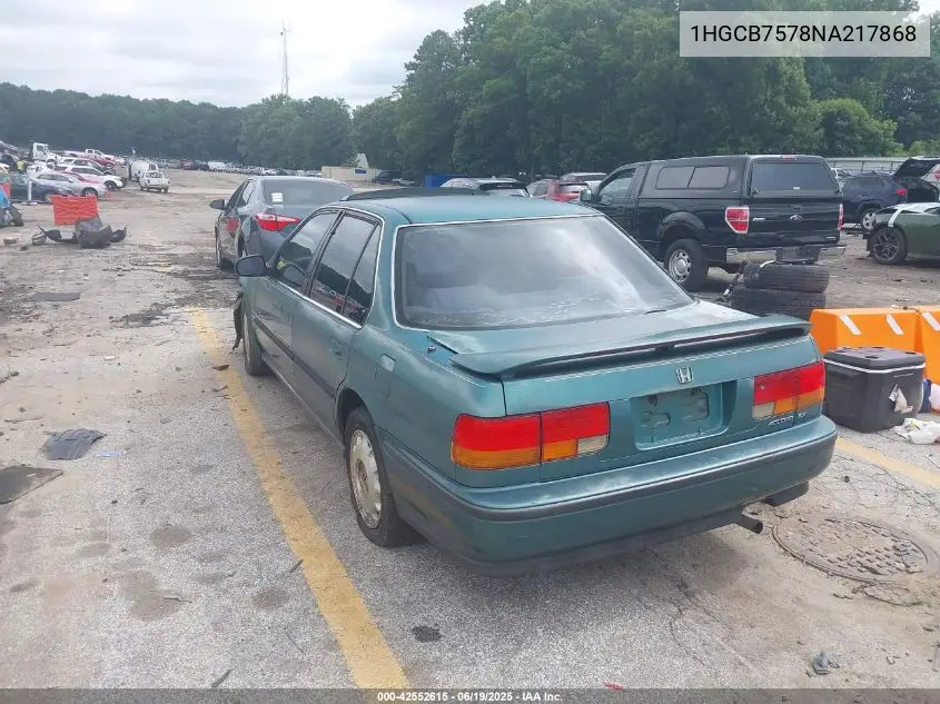 1992 Honda Accord Ex VIN: 1HGCB7578NA217868 Lot: 42552615